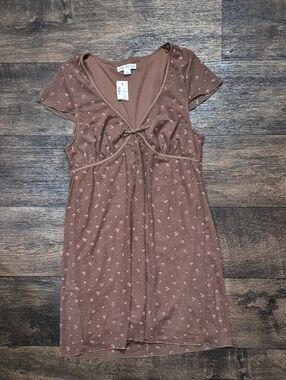 Aeropostale Brown Mini Dress with Pink Floral Print